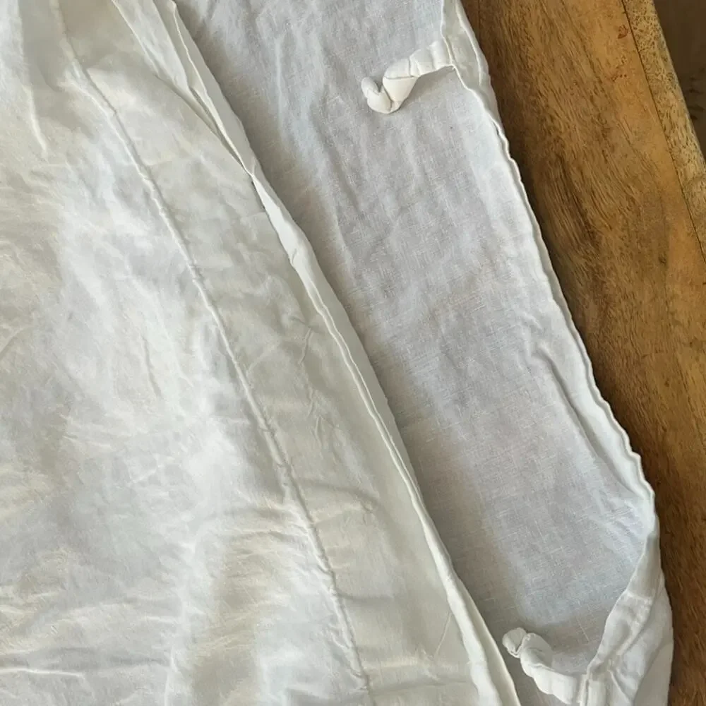IKEA White Linen Duvet Cover Ties Closure 81